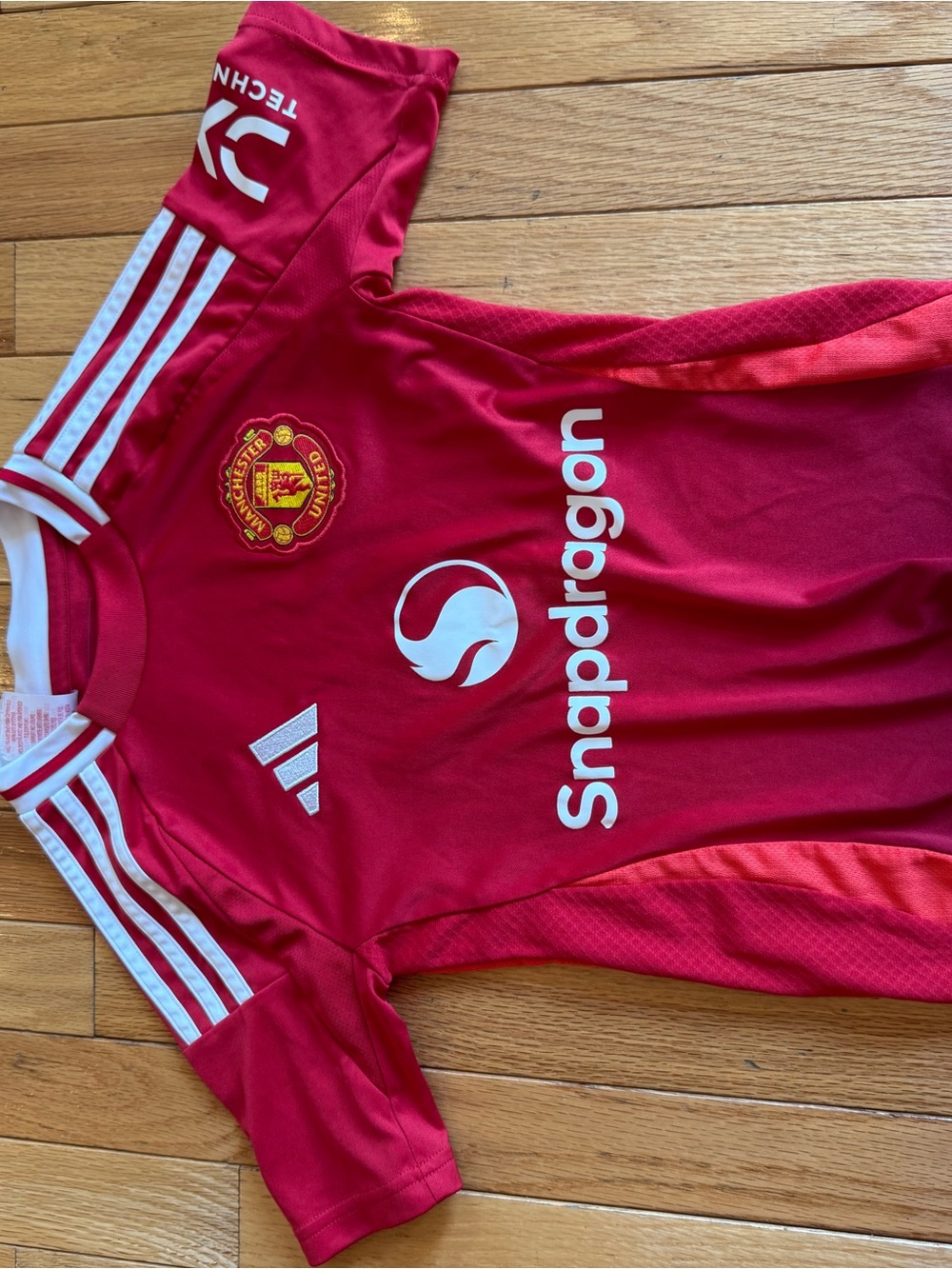 adidas Red Manchester United Training Jersey with White Accents